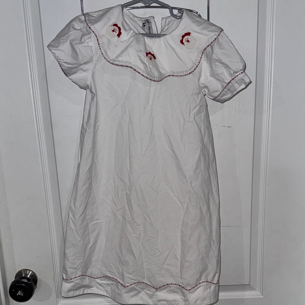 Sweet Dreams Girls Short Sleeve Christmas Santa Dress White 6